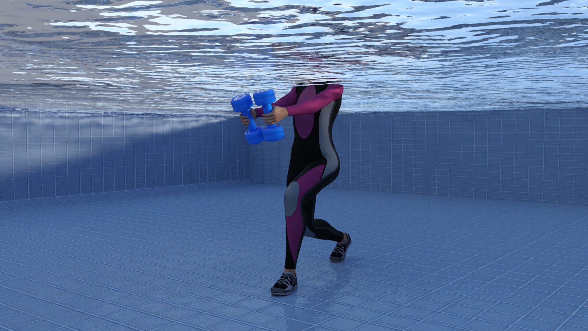 Aqua Dumbbells Crossover Exercise