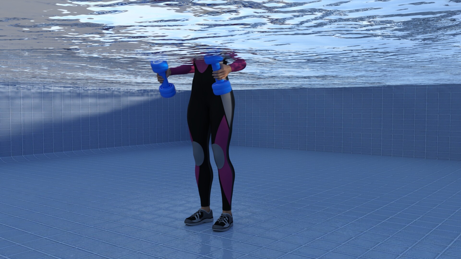 Aqua Exercises » Hammer Curls With Aqua Dumbbells